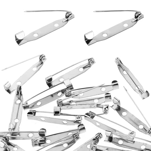 Larrel 100 Stück Broschennadeln, 30 mm Silber Sicherheitsnadeln mit 2 Löchern Rückenverschluss Sicherheitsnadeln mit Löchern Mini Sicherheitsnadelnfür Kleidung Nähen Basteln Broschennadel Schmuck von Larrel